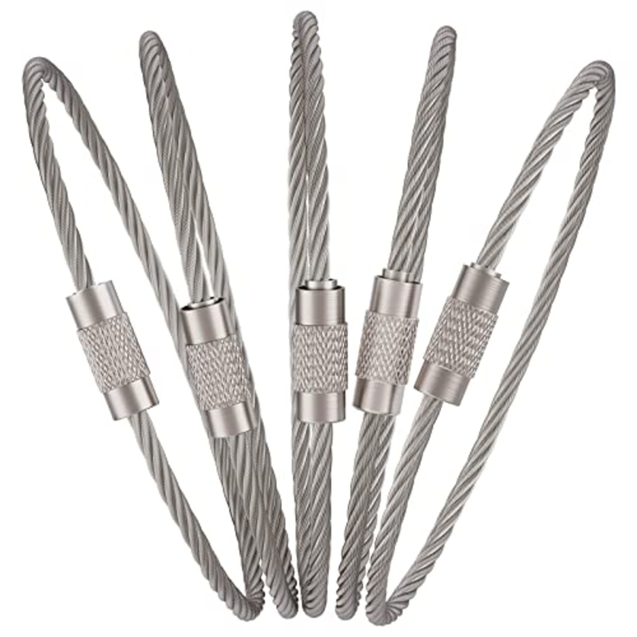 6 Inch Wire Keychain Cable Large Stainless Steel Key Ring Loop Holder for Outdoor Hiking Heavy Duty Connectable Luggage Tag Keeper for Sport and Travel, 25 Pack
